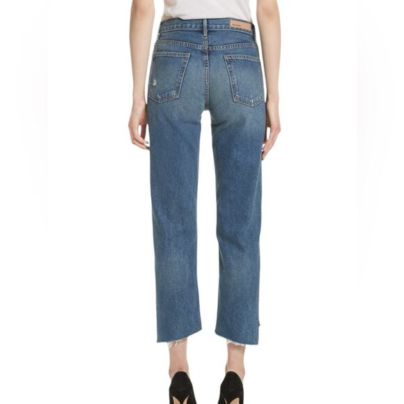 Grlfrnd Helena Crop Button Fly Jeans size 28 Raw Hem - Picture 2 of 12